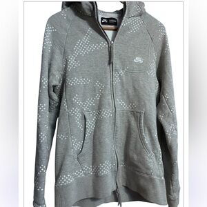 Y2K BLUE Tag Nike SB Hoodie Sz M Women Gray Pullover Drawstring Stars Thumbholes